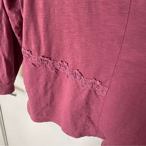 Logo by Lori Goldstein Pink Duster Cardigan Size 2X Floral Crochet Detail Boho - Picture 5 of 13